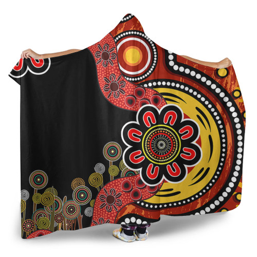Australia Hooded Blanket Aboriginal Indigenous Dot Painting Australia Hooded Blanket Aboriginal Indigenous Dot Painting