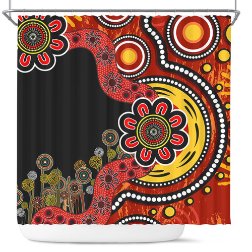 Australia Shower Curtain Aboriginal Indigenous Dot Painting