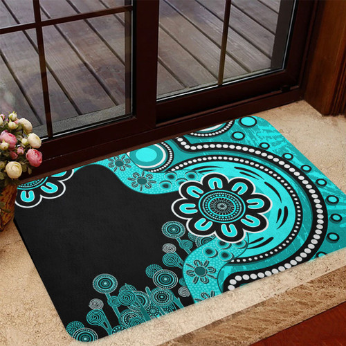 Australia Doormat Aboriginal Indigenous Dot Painting Turquoise Australia Doormat Aboriginal Indigenous Dot Painting Turquoise