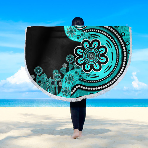 Australia Beach Blanket Aboriginal Indigenous Dot Painting Turquoise Australia Beach Blanket Aboriginal Indigenous Dot Painting Turquoise