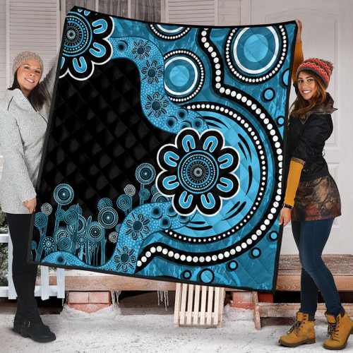 Australia Quilt Aboriginal Indigenous Dot Painting Blue
