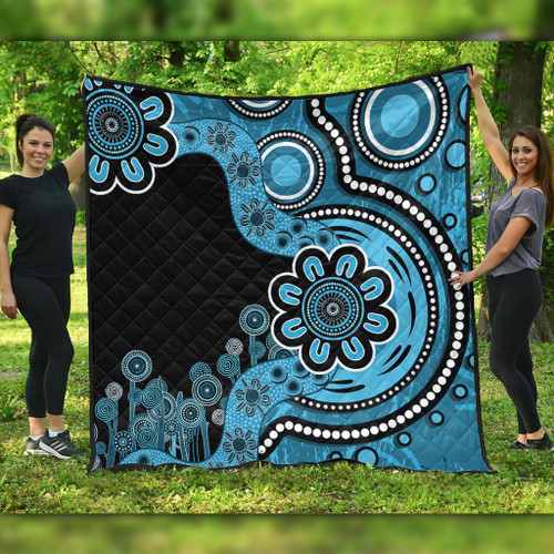 Australia Quilt Aboriginal Indigenous Dot Painting Blue