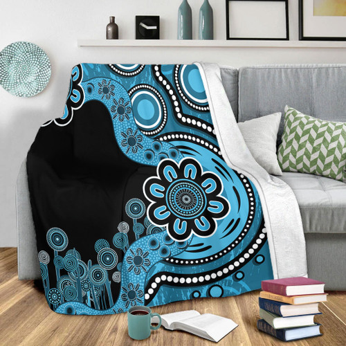 Australia Blanket Aboriginal Indigenous Dot Painting Blue
