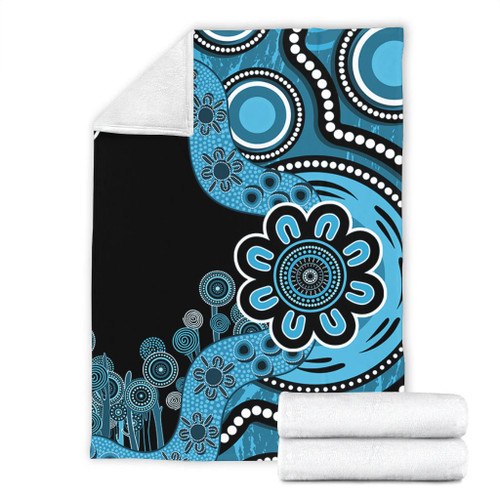 Australia Blanket Aboriginal Indigenous Dot Painting Blue