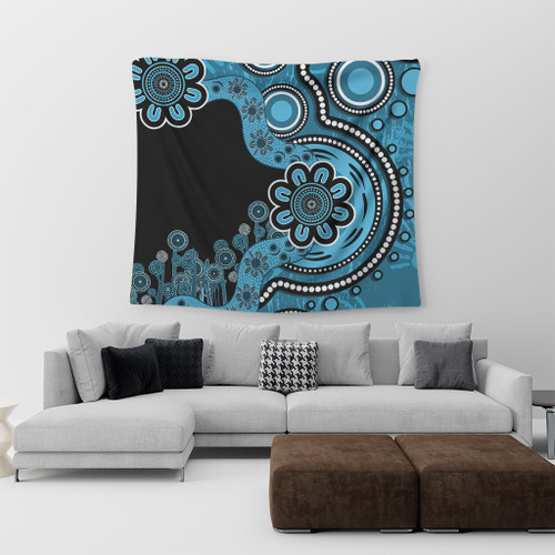Australia Tapestry Aboriginal Indigenous Dot Painting Blue Australia Tapestry Aboriginal Indigenous Dot Painting Blue