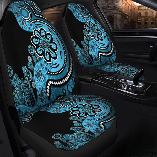 Australia Car Seat Cover Aboriginal Indigenous Dot Painting Blue