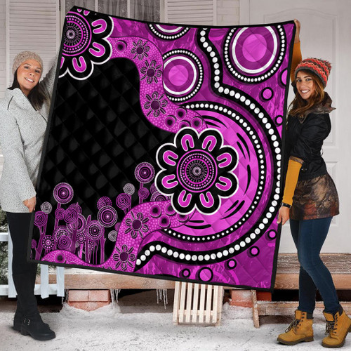 Australia Quilt Aboriginal Indigenous Dot Painting Pink