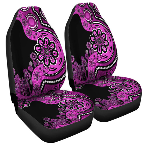 Australia Car Seat Cover Aboriginal Indigenous Dot Painting Pink