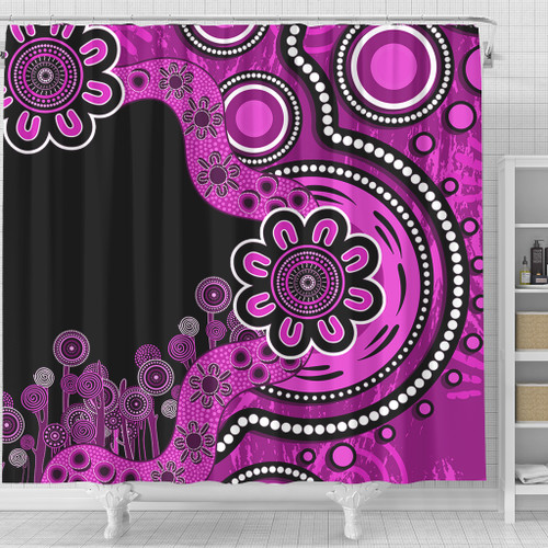Australia Shower Curtain Aboriginal Indigenous Dot Painting Pink Australia Shower Curtain Aboriginal Indigenous Dot Painting Pink