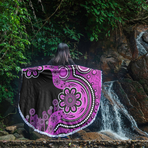 Australia Beach Blanket Aboriginal Indigenous Dot Painting Pink Australia Beach Blanket Aboriginal Indigenous Dot Painting Pink