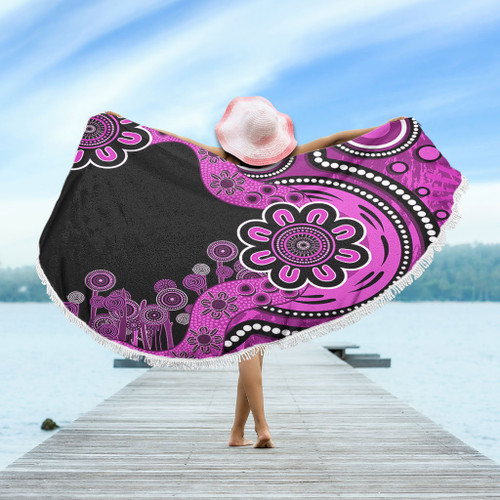 Australia Beach Blanket Aboriginal Indigenous Dot Painting Pink Australia Beach Blanket Aboriginal Indigenous Dot Painting Pink