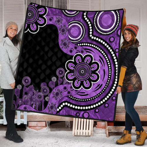 Australia Quilt Aboriginal Indigenous Dot Painting Purple