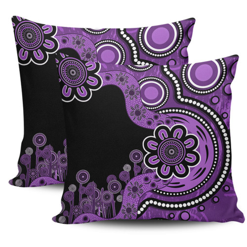 Australia Pillow Cases Aboriginal Indigenous Dot Painting Purple Australia Pillow Cases Aboriginal Indigenous Dot Painting Purple