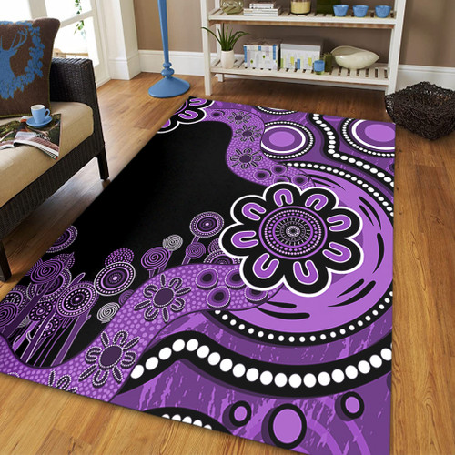 Australia Area Rug Aboriginal Indigenous Dot Painting Purple