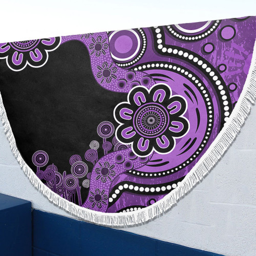 Australia Beach Blanket Aboriginal Indigenous Dot Painting Purple Australia Beach Blanket Aboriginal Indigenous Dot Painting Purple