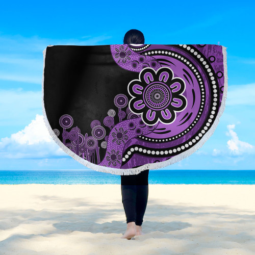 Australia Beach Blanket Aboriginal Indigenous Dot Painting Purple Australia Beach Blanket Aboriginal Indigenous Dot Painting Purple