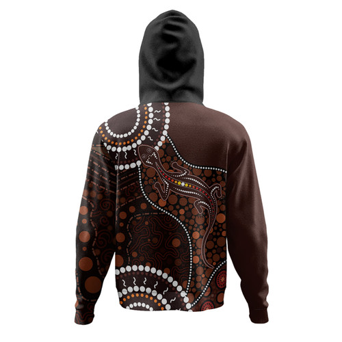 Australia Hoodie Aboriginal Inspired Lizard With Dot Painting Pattern Australia Hoodie Aboriginal Inspired Lizard With Dot Painting Pattern