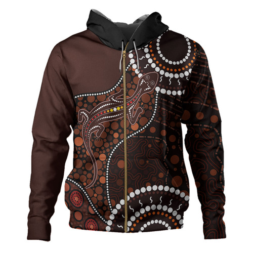 Australia Hoodie Aboriginal Inspired Lizard With Dot Painting Pattern Australia Hoodie Aboriginal Inspired Lizard With Dot Painting Pattern