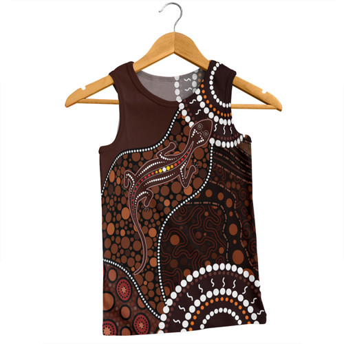 Australia Men Singlet Aboriginal Inspired Lizard With Dot Painting Pattern