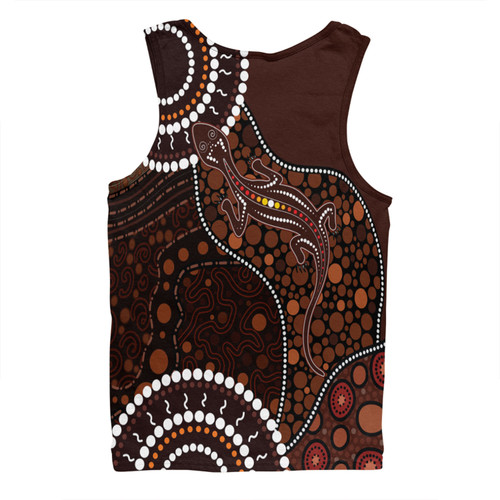 Australia Men Singlet Aboriginal Inspired Lizard With Dot Painting Pattern Australia Men Singlet Aboriginal Inspired Lizard With Dot Painting Pattern