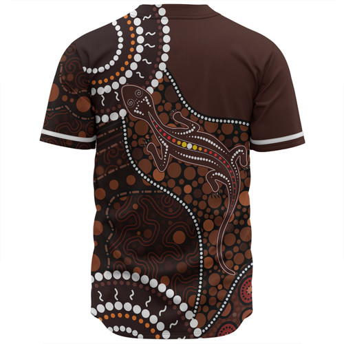 Australia Baseball Shirt Aboriginal Inspired Lizard With Dot Painting Pattern Australia Baseball Shirt Aboriginal Inspired Lizard With Dot Painting Pattern