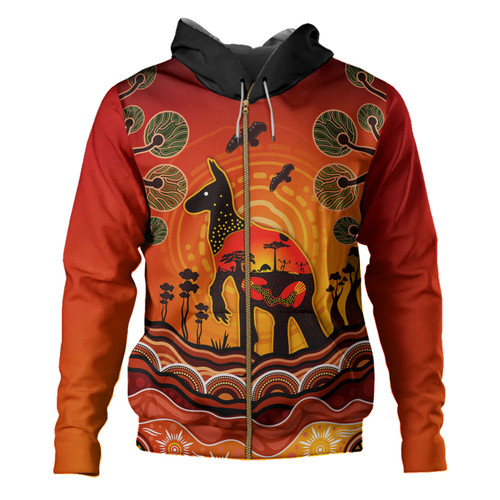 Australia Hoodie Aboriginal Indigenous Kangaroo With Dot Painting Pattern Australia Hoodie Aboriginal Indigenous Kangaroo With Dot Painting Pattern
