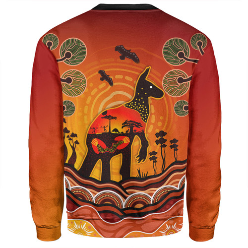 Australia Sweatshirt Aboriginal Indigenous Kangaroo With Dot Painting Pattern Australia Sweatshirt Aboriginal Indigenous Kangaroo With Dot Painting Pattern