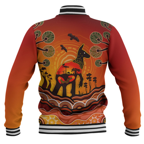 Australia Baseball Jacket Aboriginal Indigenous Kangaroo With Dot Painting Pattern Australia Baseball Jacket Aboriginal Indigenous Kangaroo With Dot Painting Pattern