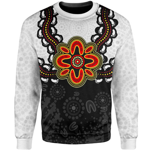 Australia Sweatshirt Aboriginal Inspired Symbol Pattern White