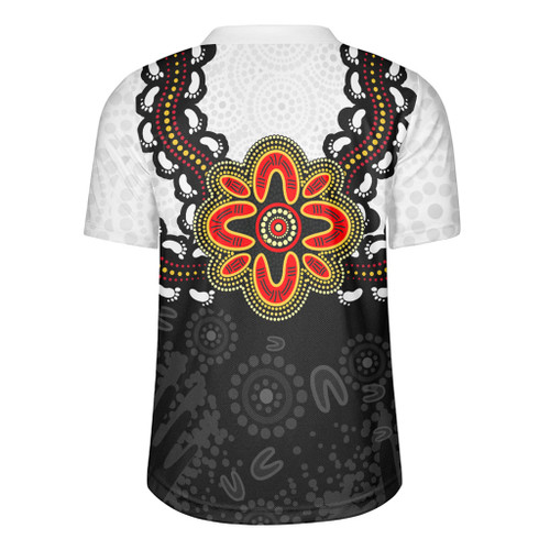 Australia Rugby Jersey Aboriginal Inspired Symbol Pattern White Australia Rugby Jersey Aboriginal Inspired Symbol Pattern White