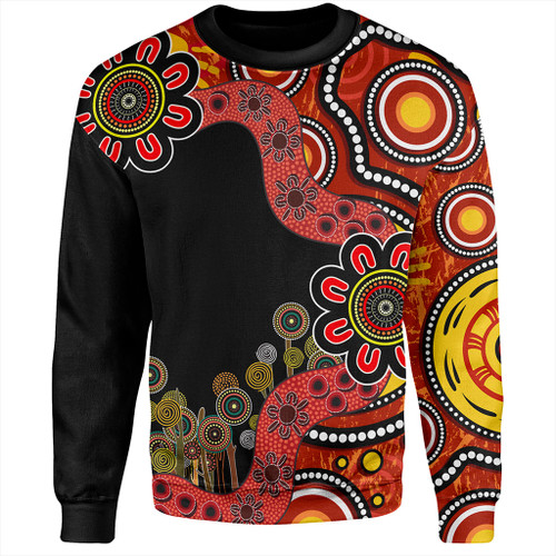 Australia Sweatshirt Aboriginal Indigenous Dot Painting Red And Black