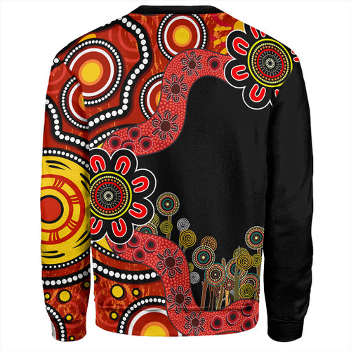 Australia Sweatshirt Aboriginal Indigenous Dot Painting Red And Black