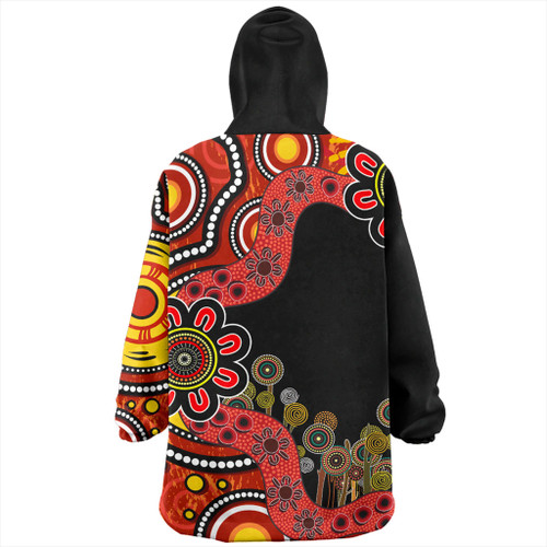 Australia Snug Hoodie Aboriginal Indigenous Dot Painting Red And Black