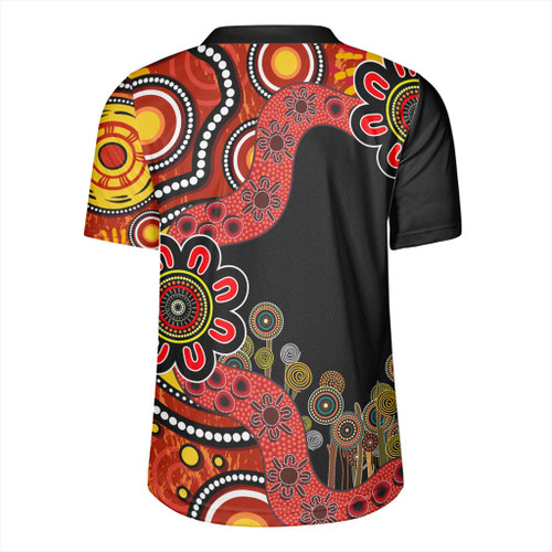 Australia Rugby Jersey Aboriginal Indigenous Dot Painting Red And Black Australia Rugby Jersey Aboriginal Indigenous Dot Painting Red And Black