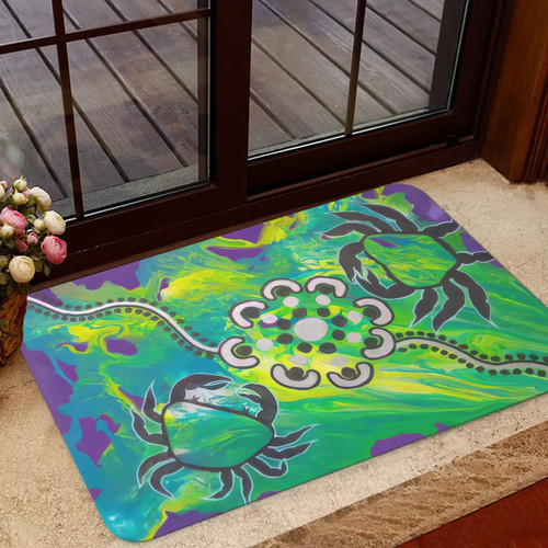 Custom Australia Doormat Aboriginal Dot Painting Green