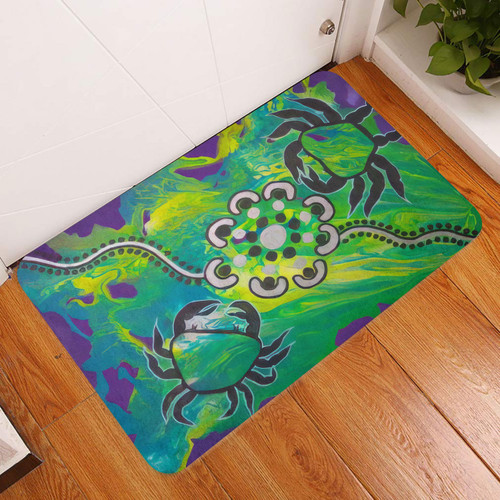 Custom Australia Doormat Aboriginal Dot Painting Green