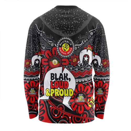 Australia Long Sleeve T-shirt Naidoc Week Torres Strait Symbol With Aboriginal Pattern Inspired Black Australia Long Sleeve T-shirt Naidoc Week Torres Strait Symbol With Aboriginal Pattern Inspired Black