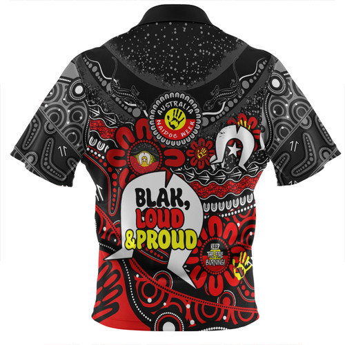 Australia Zip Polo Shirt Naidoc Week Torres Strait Symbol With Aboriginal Pattern Inspired Black Australia Zip Polo Shirt Naidoc Week Torres Strait Symbol With Aboriginal Pattern Inspired Black