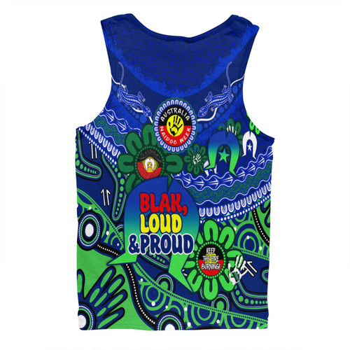 Australia Men Singlet Naidoc Week Torres Strait Symbol With Aboriginal Pattern Inspired Blue Australia Men Singlet Naidoc Week Torres Strait Symbol With Aboriginal Pattern Inspired Blue