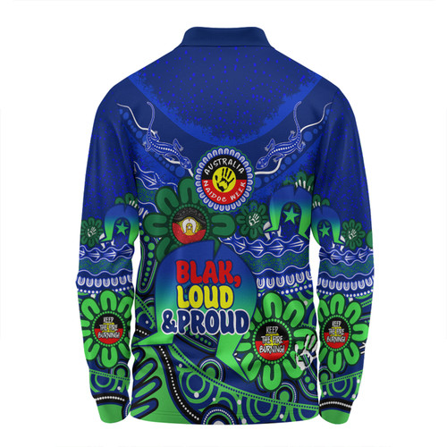 Australia Long Sleeve Polo Shirt Naidoc Week Torres Strait Symbol With Aboriginal Pattern Inspired Blue Australia Long Sleeve Polo Shirt Naidoc Week Torres Strait Symbol With Aboriginal Pattern Inspired Blue