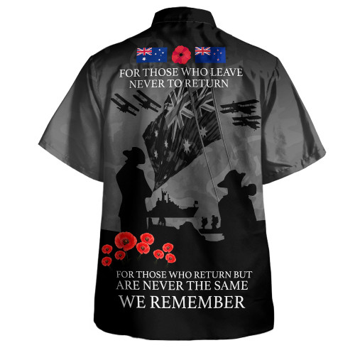 Australia Anzac Hawaiian Shirt Anzac Day Poppy Flowers Red Black Blue Australia Anzac Hawaiian Shirt Anzac Day Poppy Flowers Red Black Blue