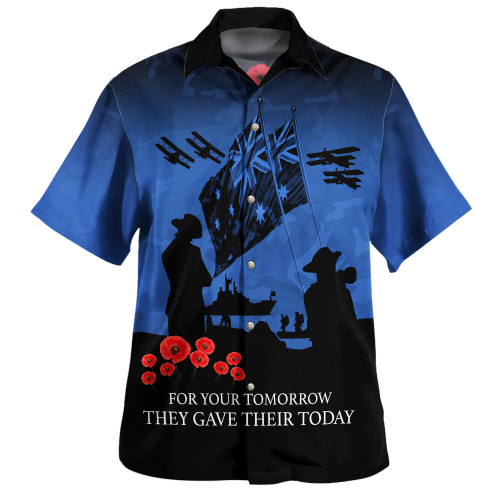 Australia Anzac Hawaiian Shirt Anzac Day Poppy Flowers Red Black Blue Australia Anzac Hawaiian Shirt Anzac Day Poppy Flowers Red Black Blue