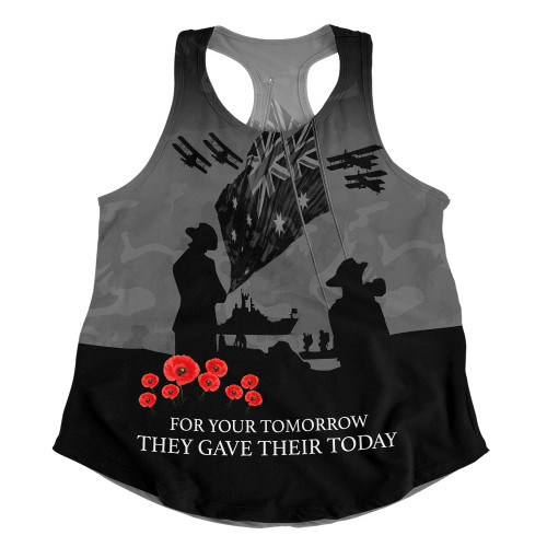 Australia Anzac Women Racerback Singlet Anzac Day Poppy Flowers Red Black Blue Australia Anzac Women Racerback Singlet Anzac Day Poppy Flowers Red Black Blue