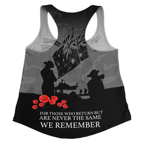 Australia Anzac Women Racerback Singlet Anzac Day Poppy Flowers Red Black Blue Australia Anzac Women Racerback Singlet Anzac Day Poppy Flowers Red Black Blue