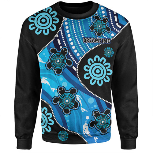 Australia Sweatshirt Aboriginal Inspired Dreamtime River And Turtles Dot Art Painting