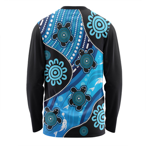 Australia Long Sleeve T-shirt Aboriginal Inspired Dreamtime River And Turtles Dot Art Painting Australia Long Sleeve T-shirt Aboriginal Inspired Dreamtime River And Turtles Dot Art Painting