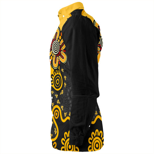 Australia Long Sleeve Shirt Aboriginal Style Of Background Yellow Australia Long Sleeve Shirt Aboriginal Style Of Background Yellow