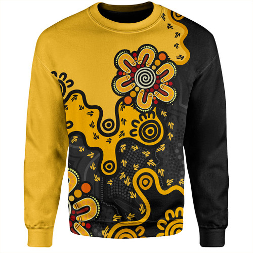 Australia Sweatshirt Aboriginal Style Of Background Yellow