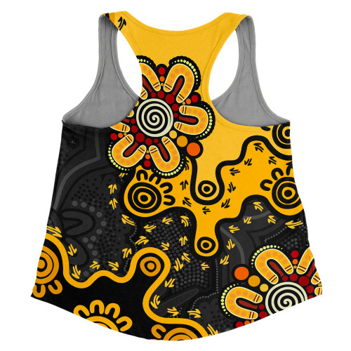 Australia Women Racerback Singlet Aboriginal Style Of Background Yellow Australia Women Racerback Singlet Aboriginal Style Of Background Yellow