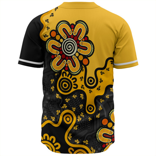Australia Baseball Shirt Aboriginal Style Of Background Yellow Australia Baseball Shirt Aboriginal Style Of Background Yellow